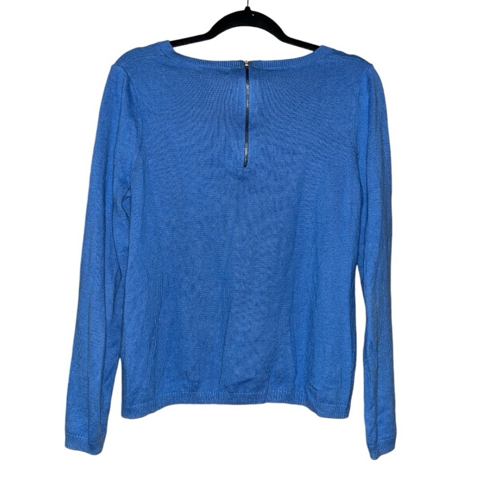 Gap cashmere blend sweater blue medium fall winter holidays back zip preppy